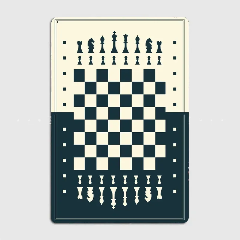 Chess Board   High Quality Metal Plaque with Modern Aesthetic Art for Room and Bar Decor，Vintage  Wall Decor Craft Gift