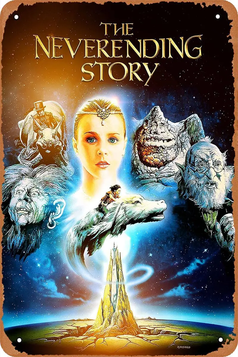 The NeverEnding Story (1984) Movie Poster Retro Metal Sign Vintage Tin Sign for Cafe Bar Home Wall Art Decor 12 X 8 inch