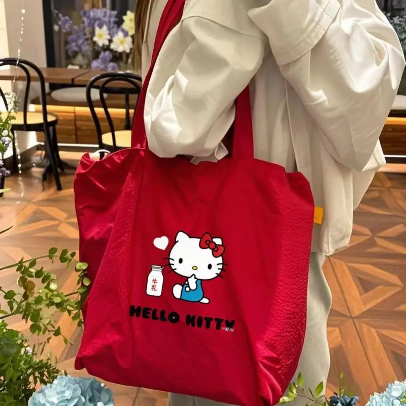 Borsa a tracolla da donna Sanrio Hello Kitty Kawaii Borsa di grande capacità Borse per studenti Borsa tote Borsa per la spesa portatile Borsa a tracolla regalo
