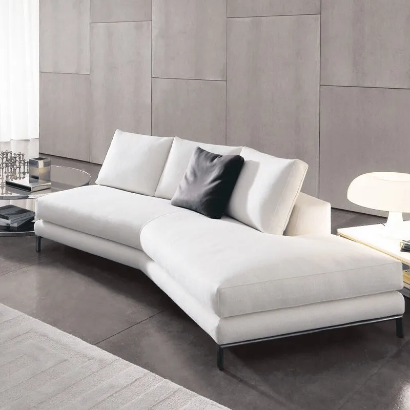 

White special-shaped technology cloth sofa Modern simple living room fabric diagonal sofa Commercial beauty salon