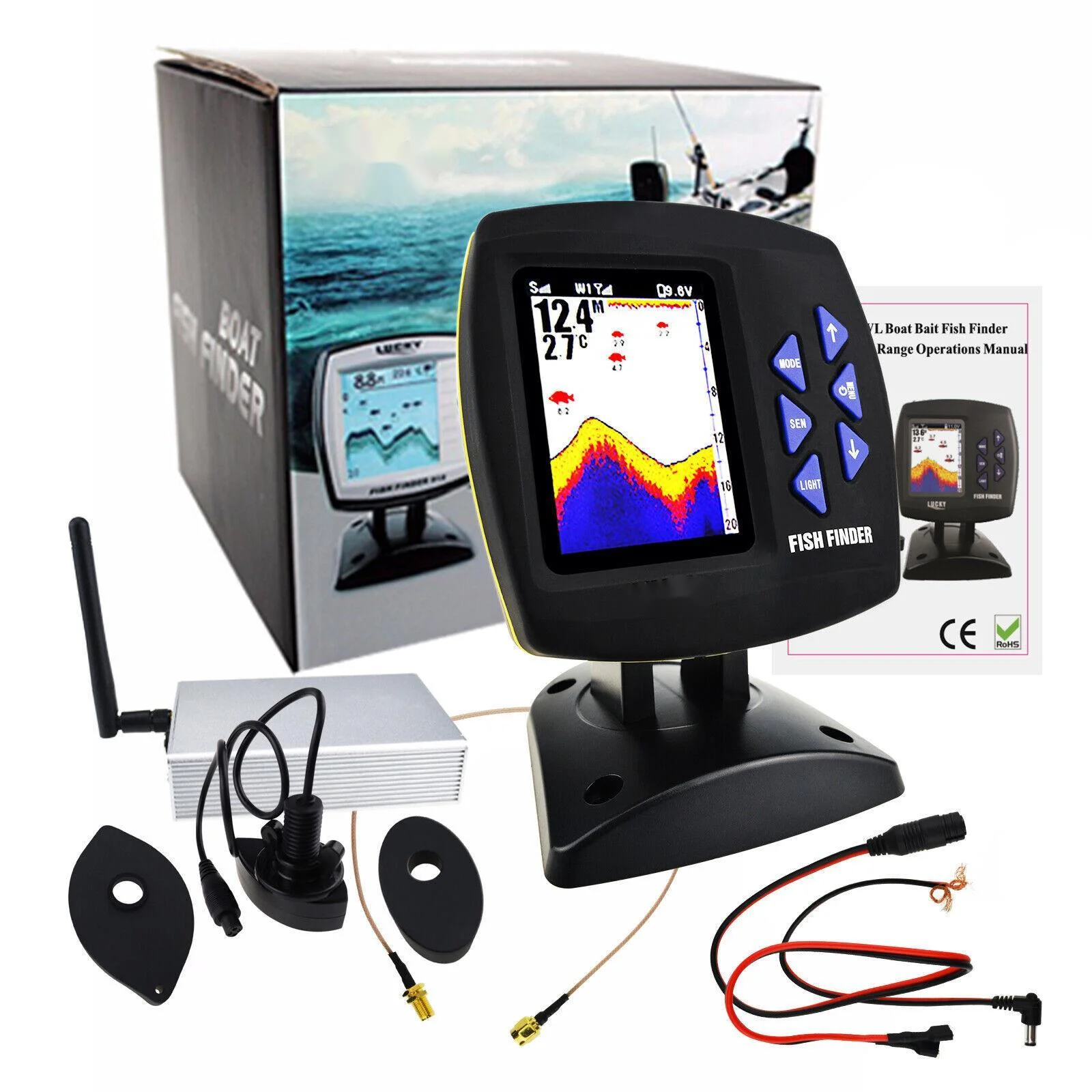 شاشة ملونة كبيرة 300 متر مكتشف الأسماك البحرية طويلة المدى تكنولوجيا متطورة تحت الماء عالية الوضوح كشف الأسماك السونار #6