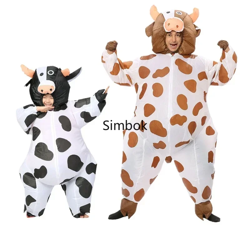 Cow Inflatable Clothing Black and White Flower Walking Cartoon Dolls Perform Funny Christmas Animal Costumes