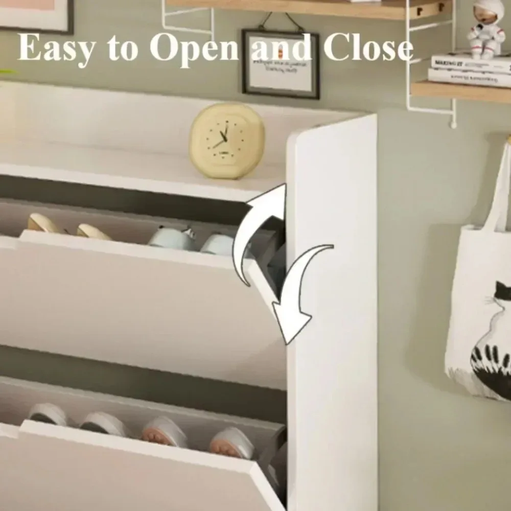 Narrow Shoe Cabinet Wooden Multifunctional Large Capacity Storage Cabinet Simple Shoe Rack Sturdy and Stable Dustproof Shelf