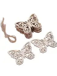 10pcs Hollow Wood Butterfly Embellishment Cutouts Wooden Shape Craft DIY Wedding Home Decor