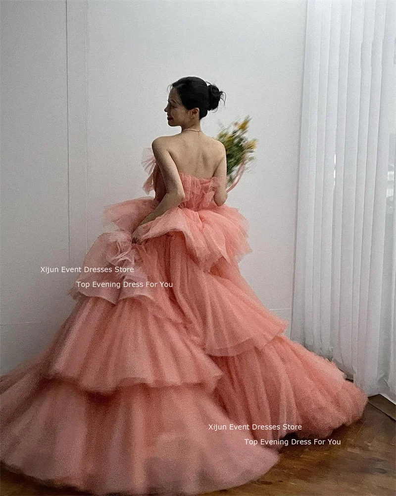 Xijun-vestidos de novia elegantes de tul sin mangas, vestidos de novia coreanos formales para sesión de fotos, vestidos de fiesta de princesa escalonados, 2023