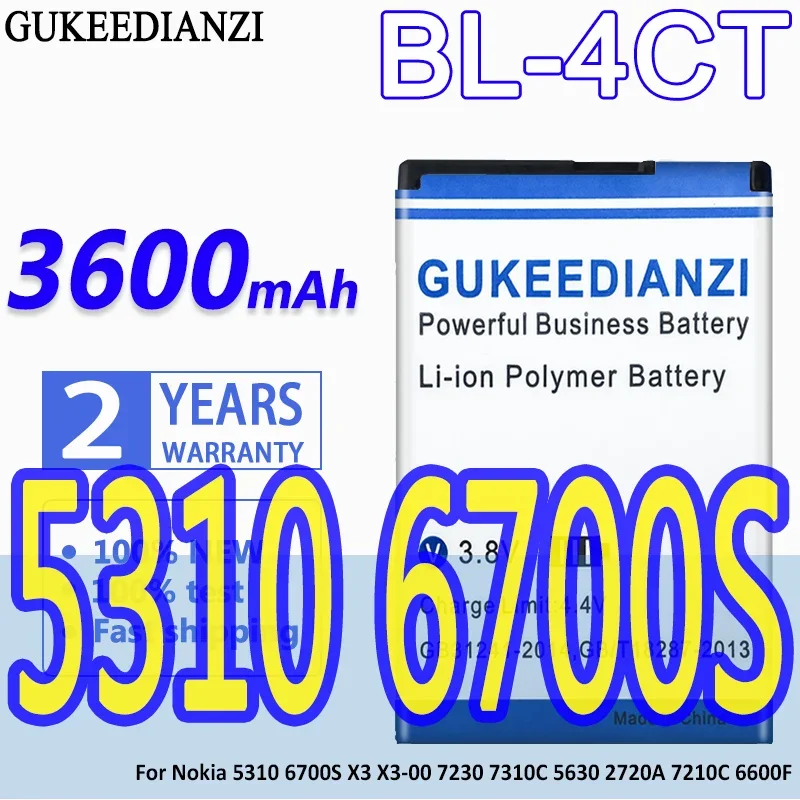 BL-4CT BL4CT 3600mAh High Capacity Mobile Phone Replacement Battery For Nokia 5310 6700s 7310c 2720F 5630XM 6600F 7205 X3-00