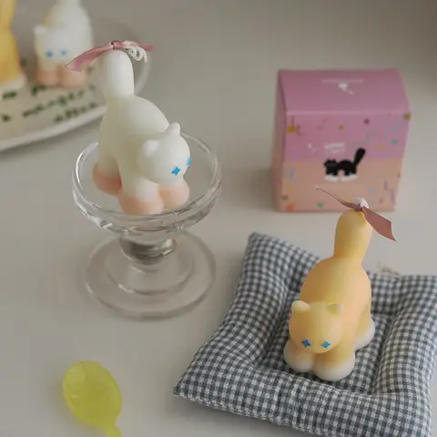 1pc Cat Shaped Candles Cute Handmade Ornaments Holiday Gifts Souvenirs Creative Aromatherapy Candles