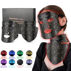LED Facial Mask with Neck 8 color Near-infrared Red Facial and Neck Photon Oil Control Skin Firming Whitening and Anti Rednes