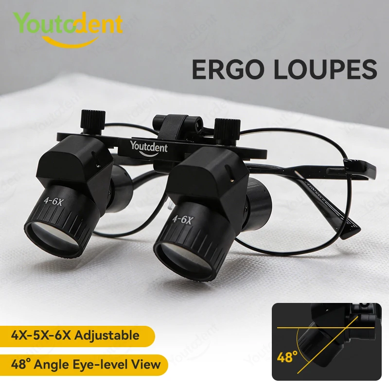 

4X 5X 6X Dental 48° Loupes Dental Magnifier Dental Surgery Medical Loupe Magnification Binocular 300-600mm
