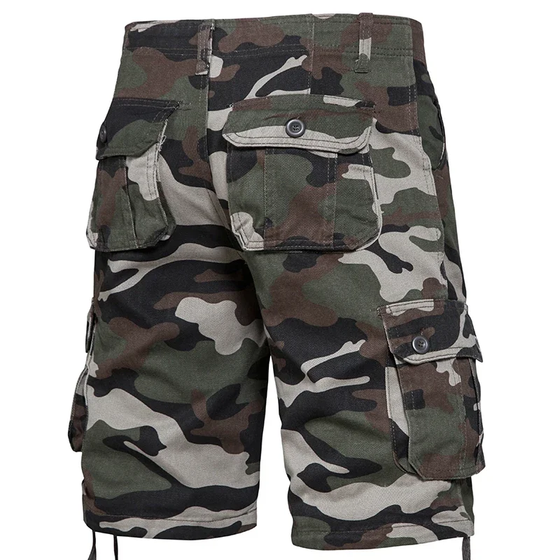 

Pop Men's Camo Shorts Summer Casual Half Pants Camouflage Outdoor Sports Short Pants Side Pocket Cotton Breathable Shorts