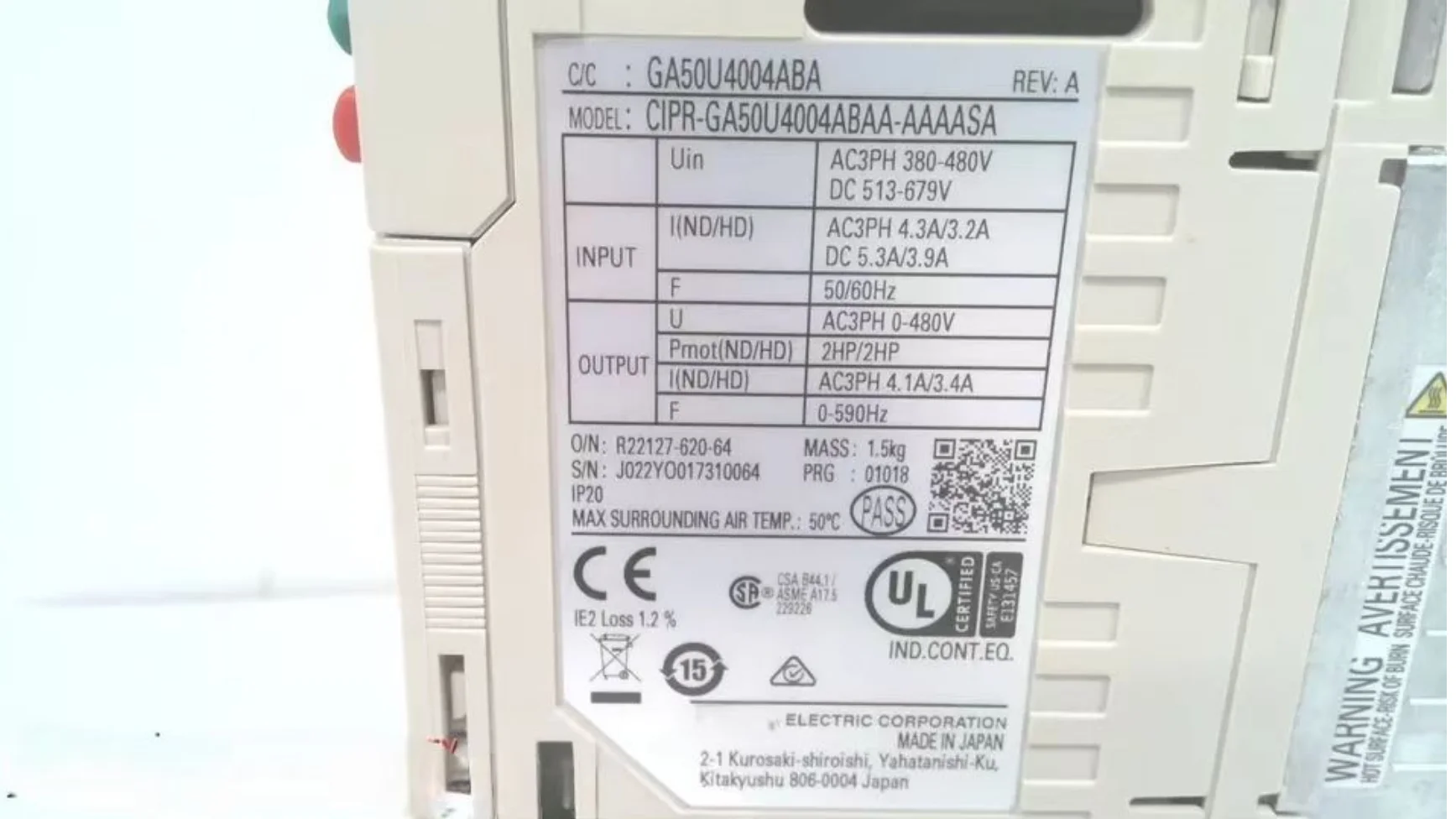 

Новый водитель сервопривода GA50U4004ABA Servopack