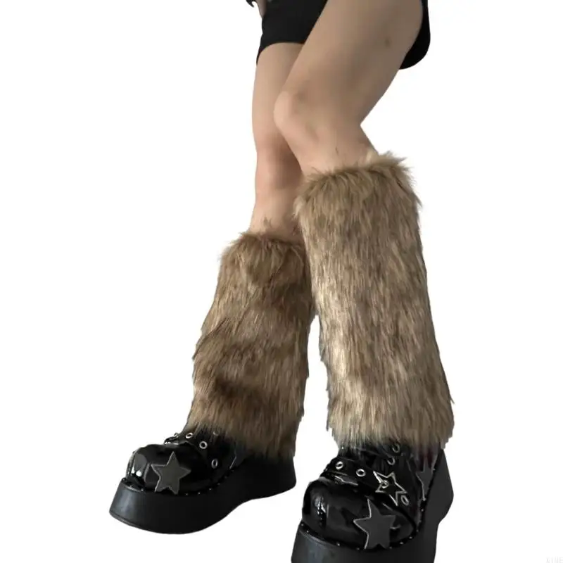 K1me Dames Faux Furs Leg Warmers Boot Winter Warm voetbedekking Y2K JK UNIFORMERDERS