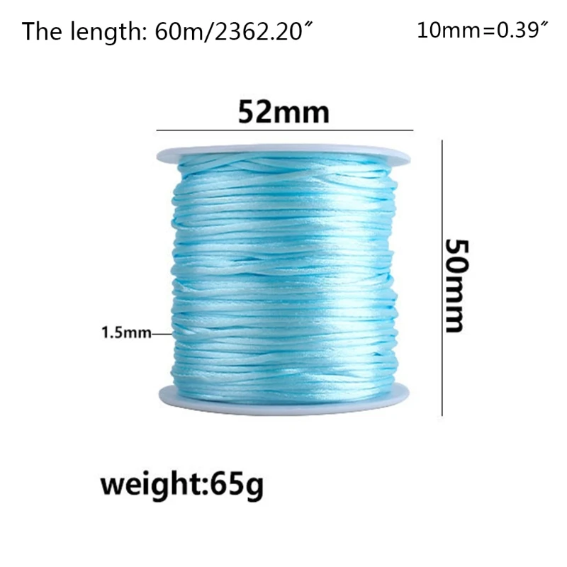 60m/Roll 1.5mm DIY Cord for Baby Teething Pacifier Chain Clip Necklace Jewelry Making Rope Thread