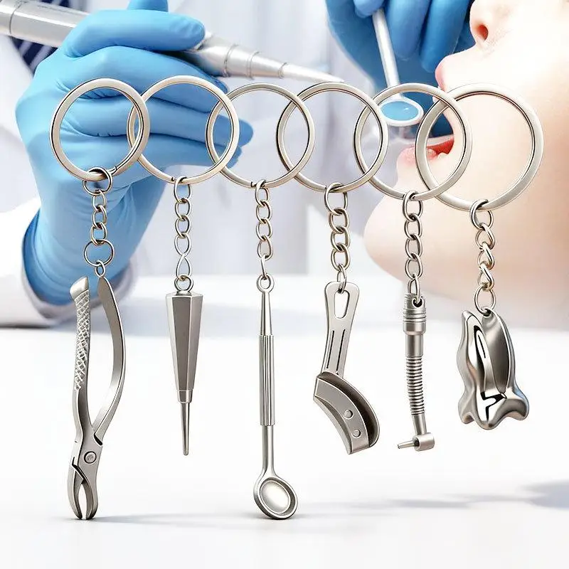 Creative Dental Tooth Keychain Fun Simulation Key Accessory Wear Resistant for Dentist Appreciation Gift Backpack Pendant Decor