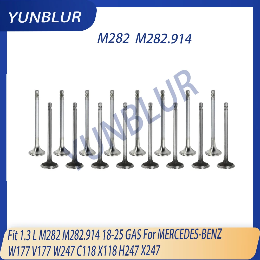 M282 16pcs Engine Intake & Exhaust Valve Set Fit 1.3 L M282.914 18-25 GAS For MERCEDES-BENZ GLB200 GLA180 B250 A250 A160 A180