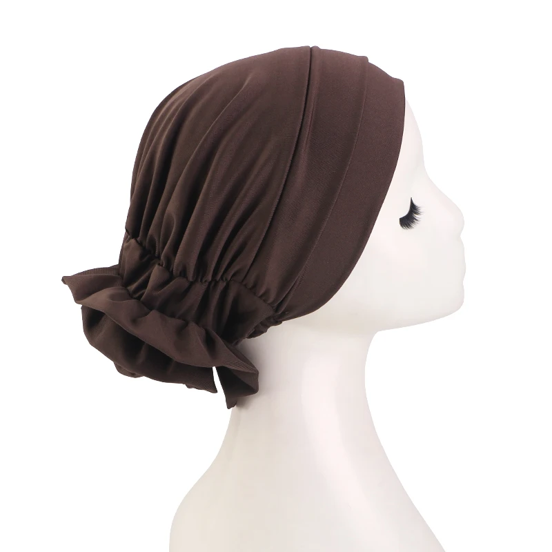 Neue Damen-Hijab-Kappen in Unifarben mit Vintage-Blumenmuster, Muslimische Damen-Turbane, Chemo-Kappen, Kopftücher, Damen-Kopfwickel – Detail 15