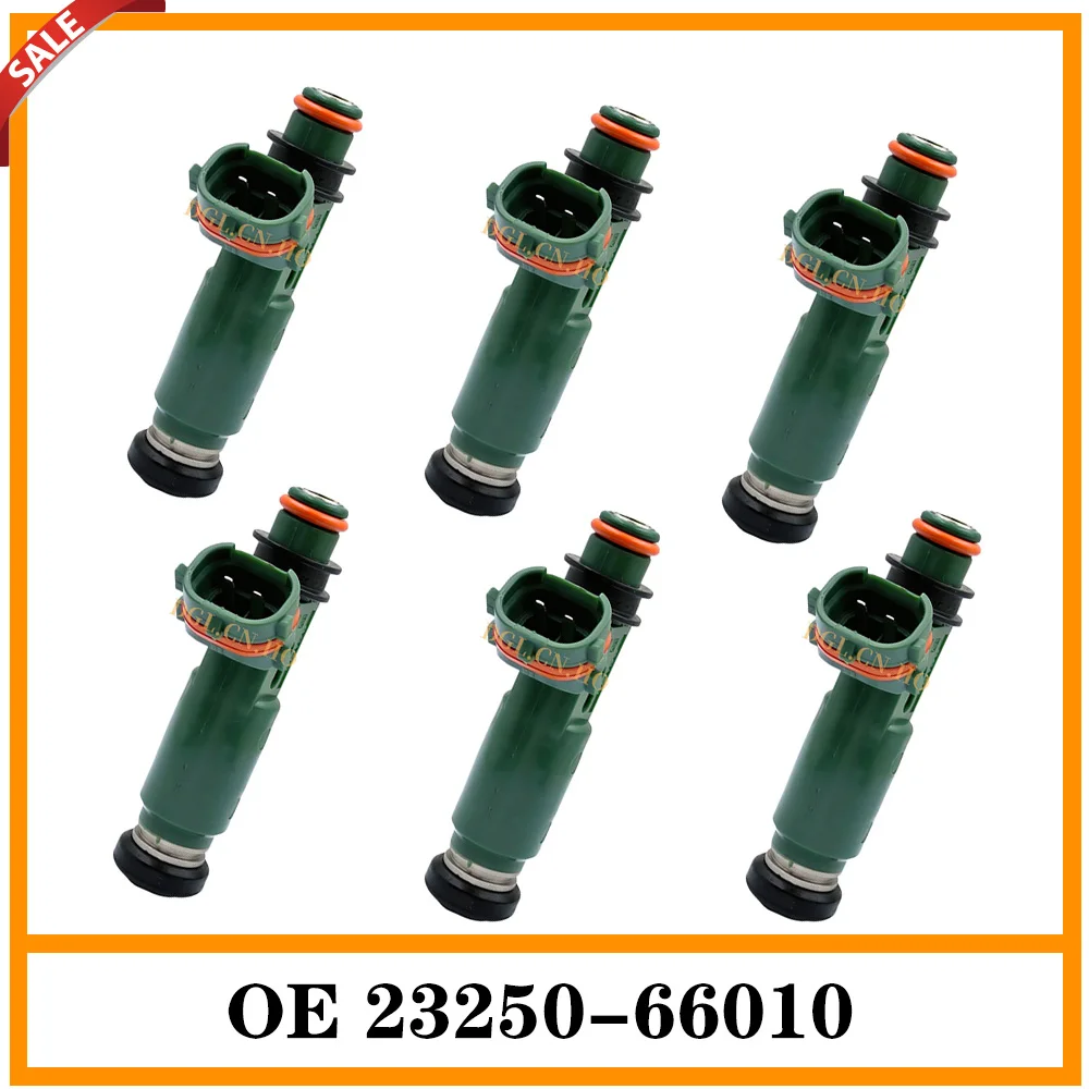 Комплект из 6 топливных форсунок (23250-66010, 23209-66010) для Toyota Land Cruiser 100 (1999-2009) 1FZ 4.5, Lexus 450 (2325066010)