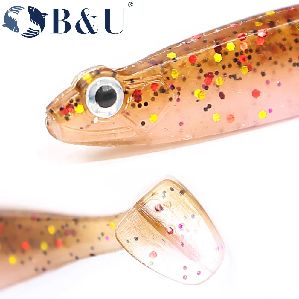 B&U Soft lure Shad T-tail 6.5cm Pike Zander Predator Fishing 3d eyes Fishing lures