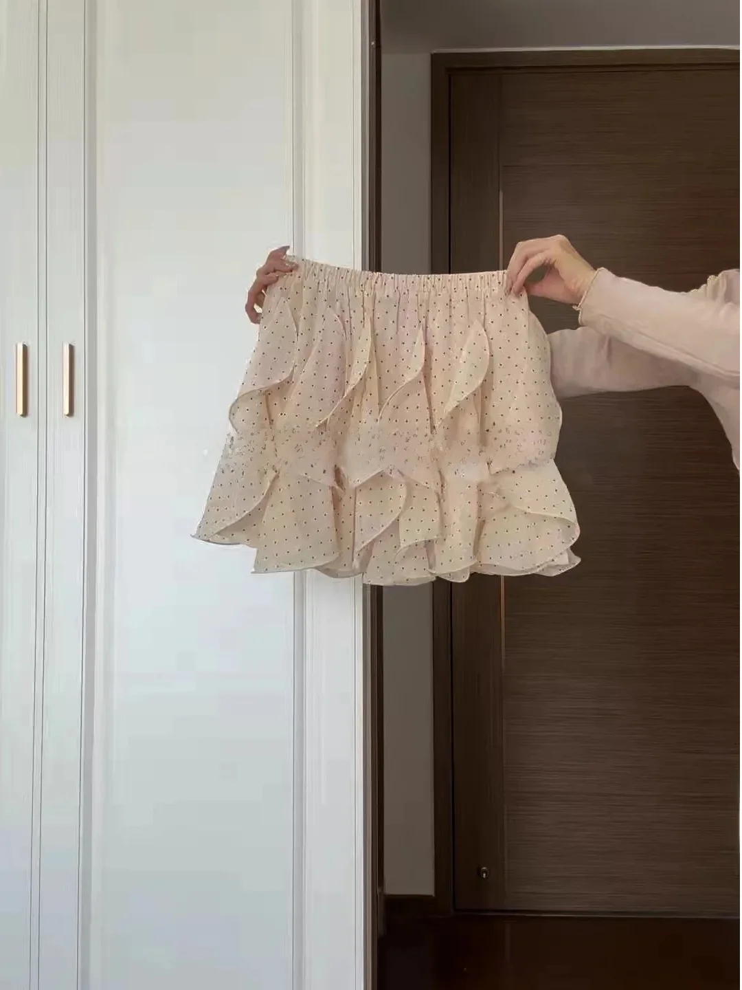 Saia Feminina de Cintura Alta, Elegante e Moderna, Estilo Puro Desejo, Tamanho Grande, Nova Coleção de Verão, Estilo Camadas com Renda