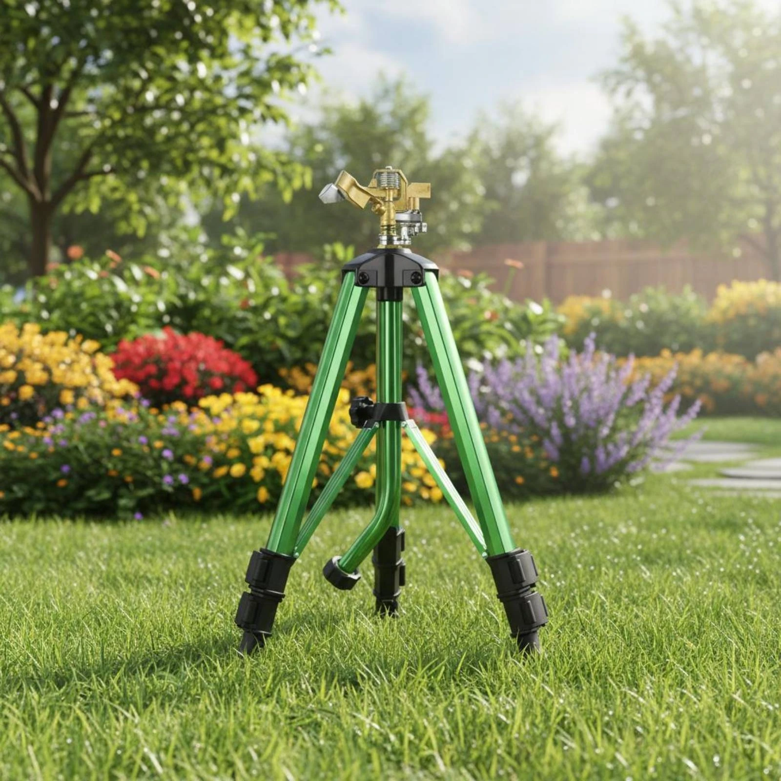 

Rotating Tripod Sprinkler Automatic Rotation 360 Degree Sprinkler Outdoor Watering Easy Install Heavy Duty for Garden, Yard