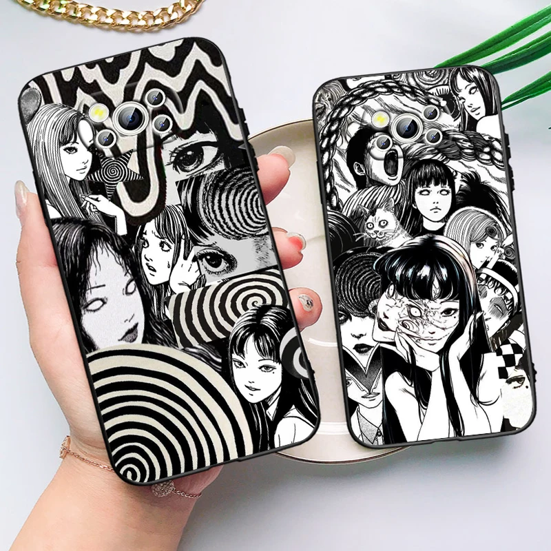 Horror Comics Tomie Kawakami For Xiaomi Poco X6 X5 X4 X3 F4 F3 NFC M6 M5 M4 GT S Pro 4G 5G C65 Black Soft Phone Case