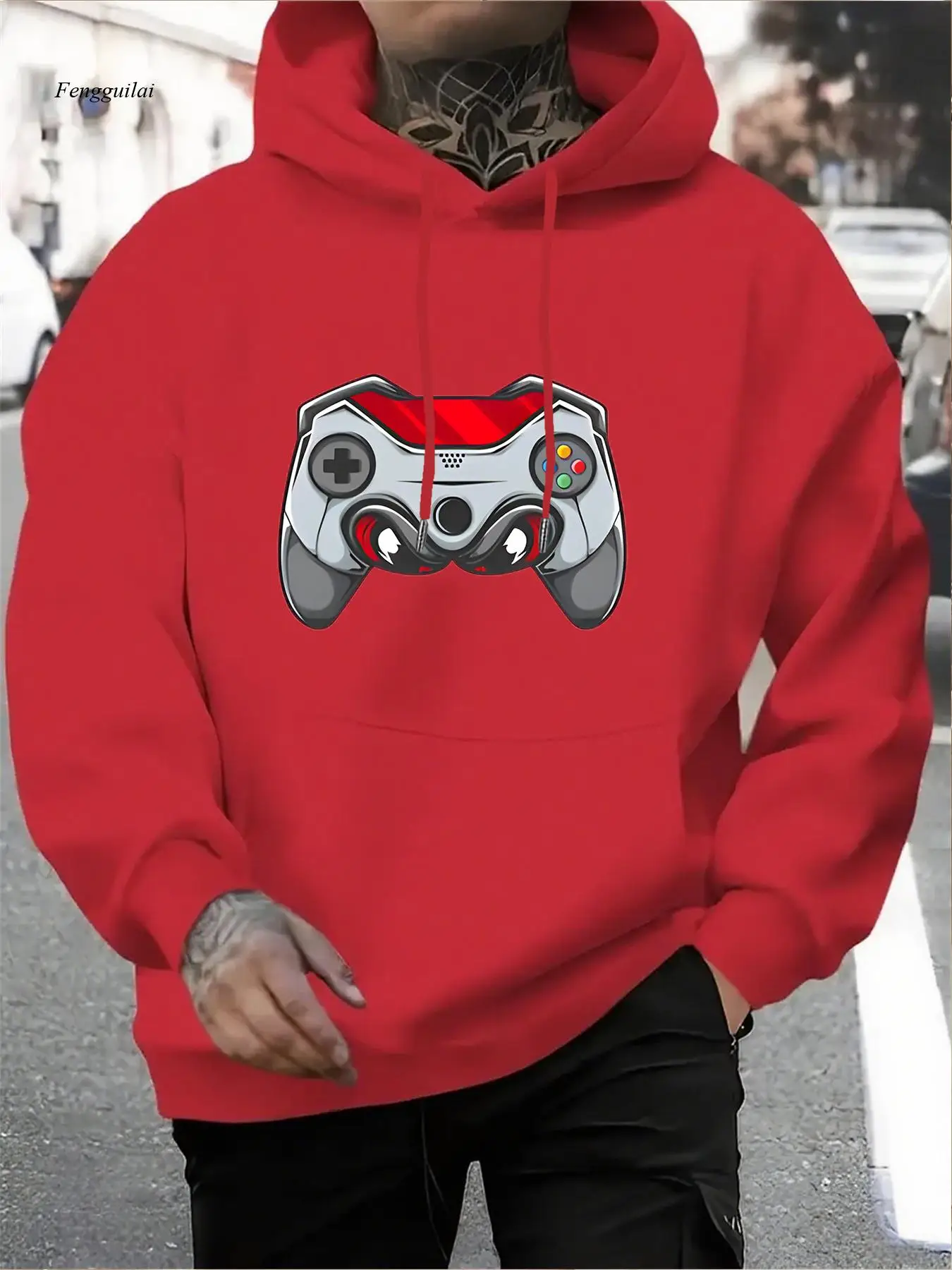 

Толстовка с графическим игровым контроллером — повседневная толстовка в уличном стиле, яркий принт, осенне-зимний пуловер, топ