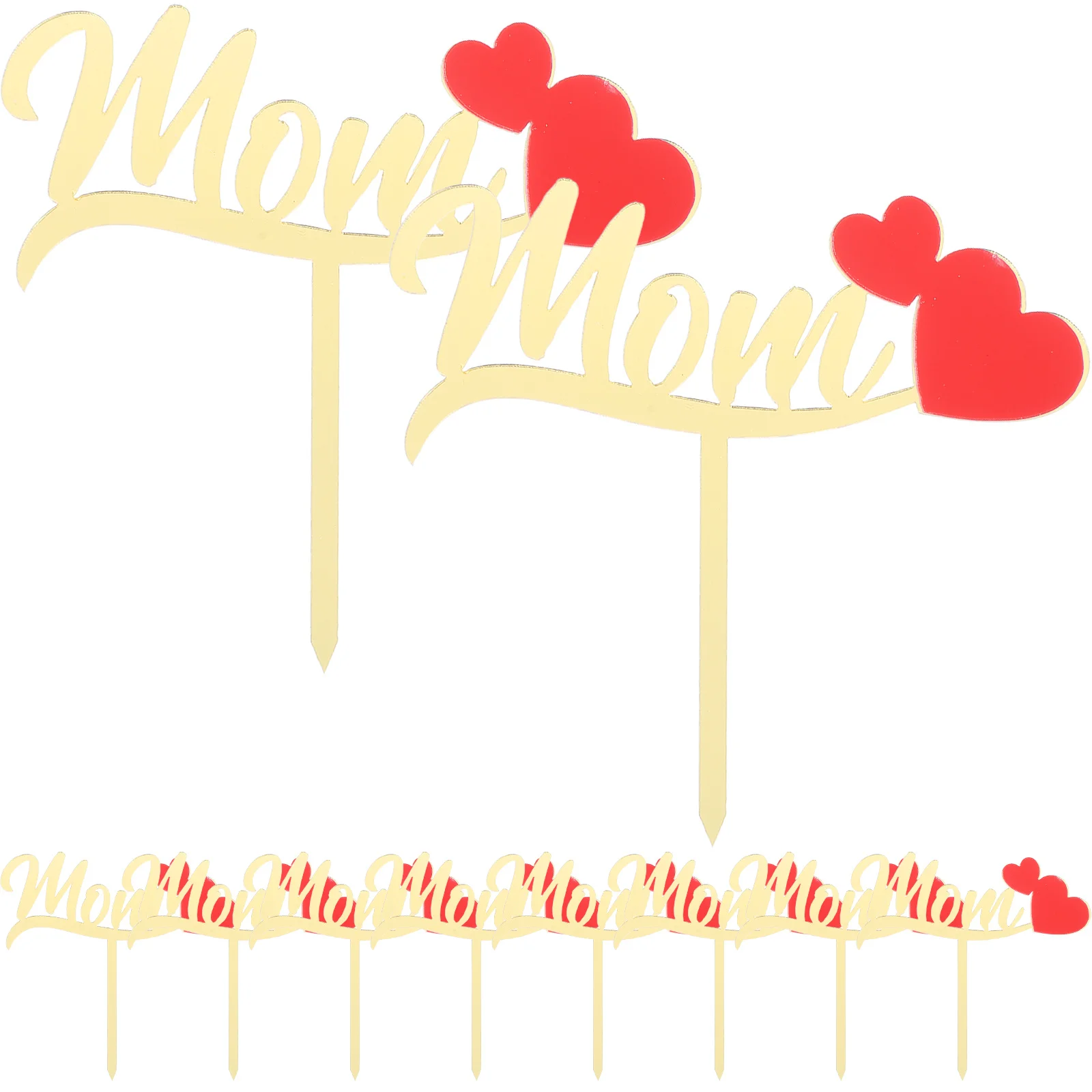 

10Pcs Mother's Day Cake Topper Acrylic Cupcake Insert Party Decorations Baking Cake Decor for Mother's Day Cupcake Topper