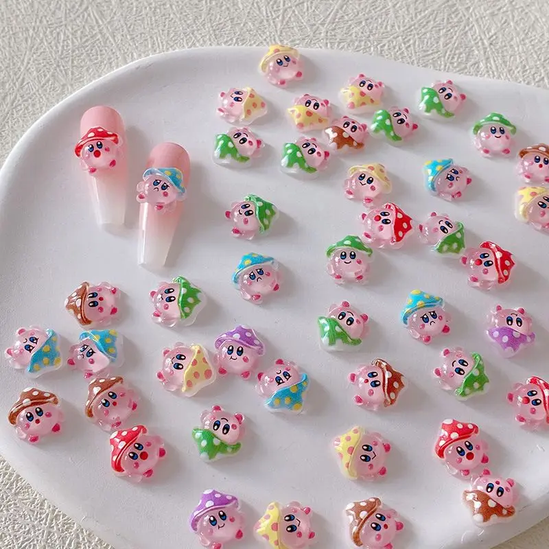 

2/10/20pcs Kirby Nail Charms 3D Resin Cute Cartoon Nail Art Accessories Ice Transparent Nail Decorations