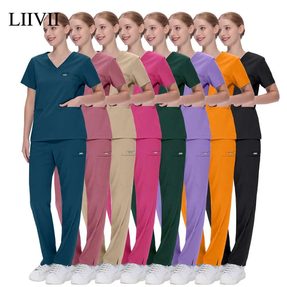 

High-quality Clinical Uniform Pharmacy Sanitary Dentist Workwear Medical Surgical Uniform Unisex Nursing Clothes Nurse Scrub Set