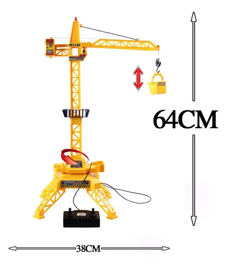 Grúa de construcción con control remoto para niños, juguete de excavadora de simulación, con cable, regalo, novedad