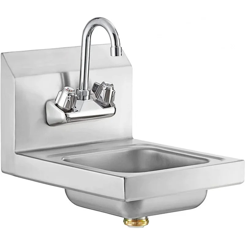 Stainless Steel Wall Mount Hand Sink 12x12 | NSF Commercial Hand Washing Basin with Faucet Restaurant, Kitchen and Home