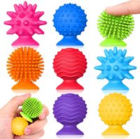 8 Piece Set of Silicone Soft Sensory Fidget Toys with Texture Suction Cups Squishy Stress Relief Toys Activities Gift