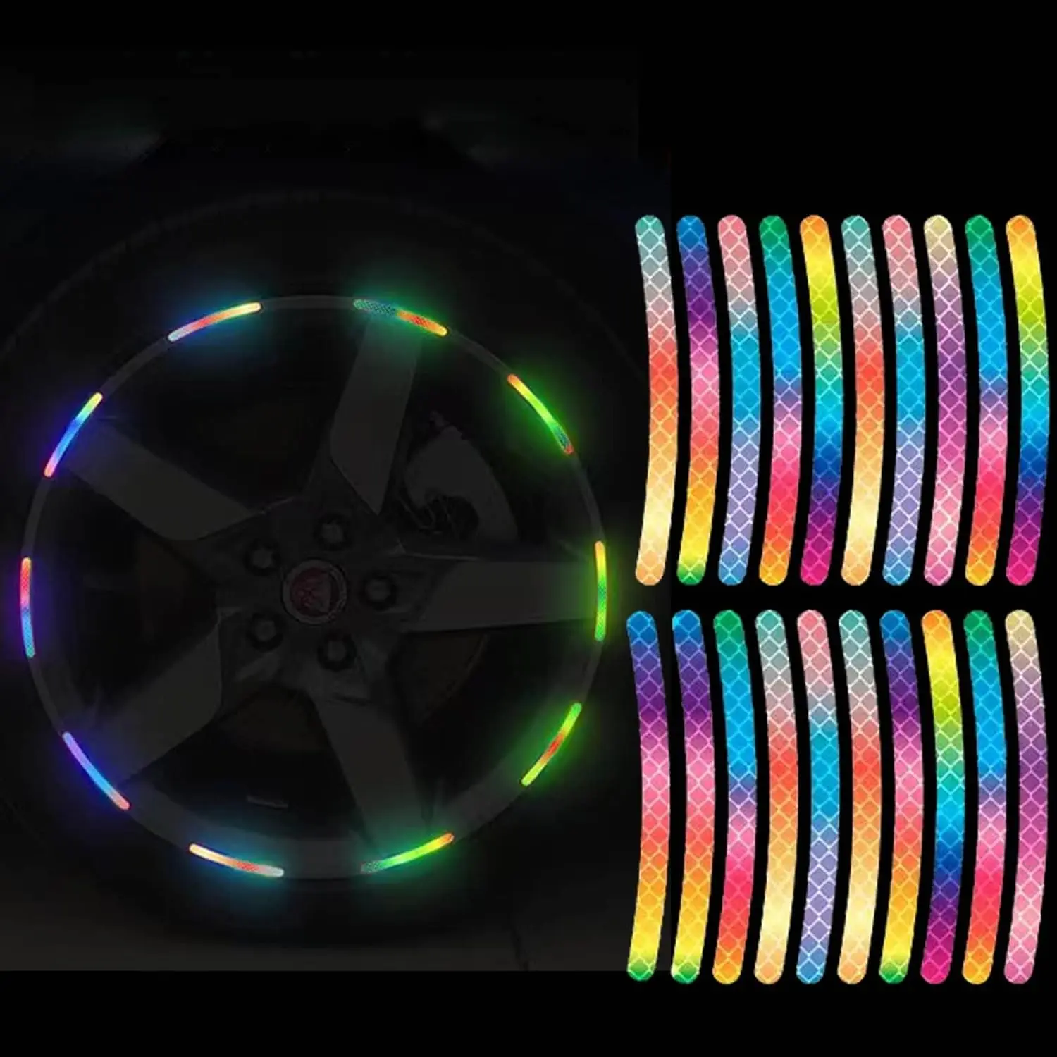 Auto Motorrad fahrrad Rad Reflektierende Streifen Bunte Hub Aufkleber Auto Styling Aufkleber Aufkleber Auto Moto Decor Aufkleber Zubehör