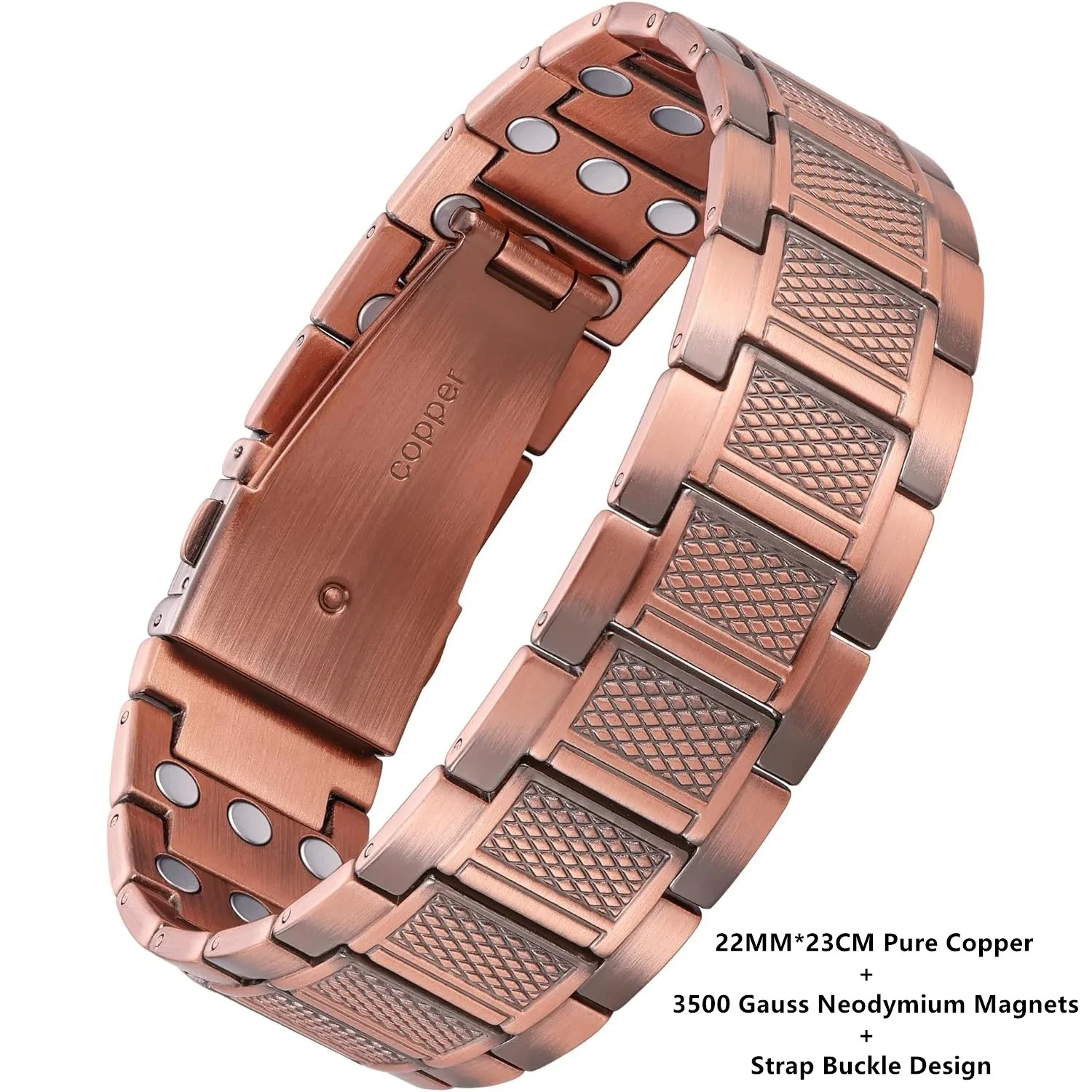 سوار نحاسي ممتاز لصحة الرجال مع تصميم شبكي معصمه مغناطيسي هدايا مجوهرات