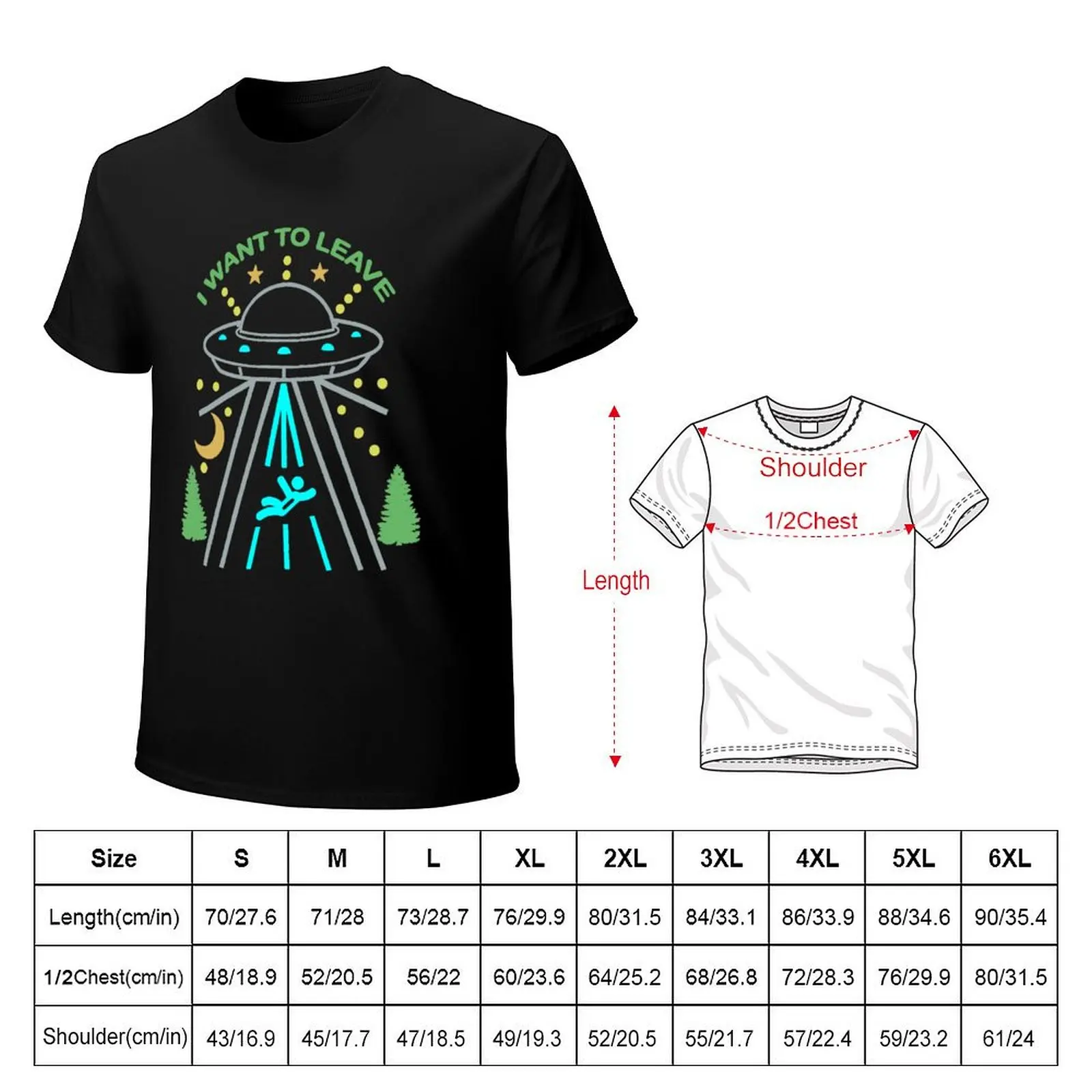 Alien UFO I Want To Leave T-Shirt Functional Casual Short Sleeve Tee