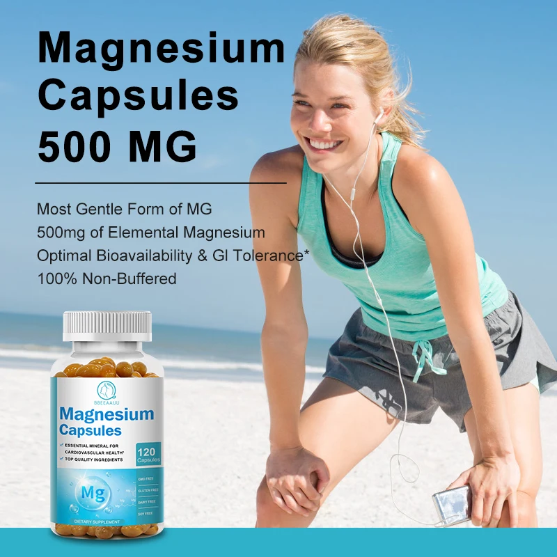 BBEEAAUU Magnesium Capsule Free Stress Muscle Nerve Health Good Mood Brain Bones,Joint and Cardiovascular Health