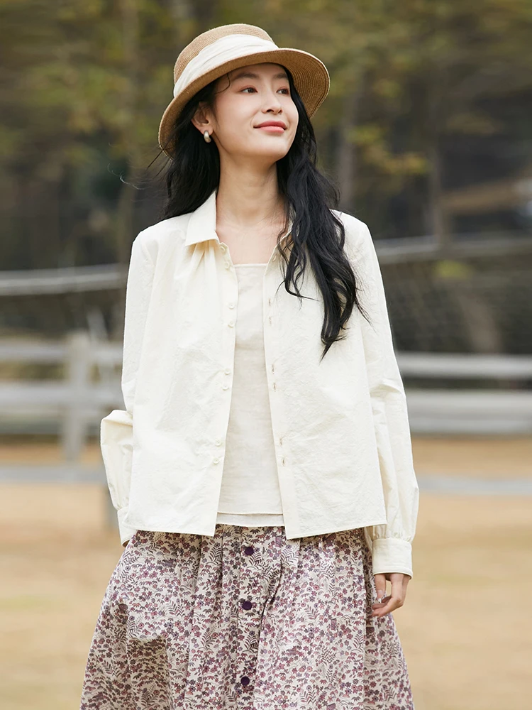 

Оригинальный дизайн, длинный рукав, хлопково-льняная рубашка с воротником, открытый кардиган, стандартный крой, однотонный, с защитой от УФ-излучения, женский топ