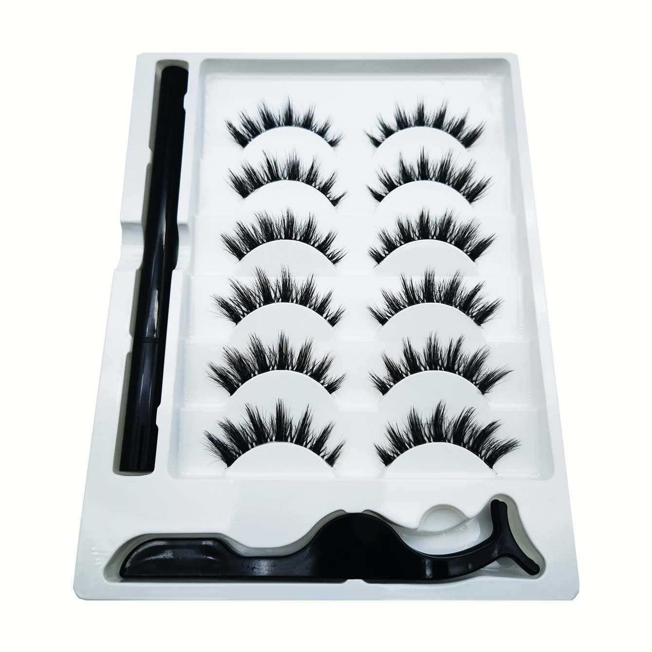 قلم كحل مغناطيسي ذو جذع شفاف ، رموش صناعية ، تجعيد سميك وطبيعي ، قلم كحل لاصق ، لا يتسرب ، 6 أزواج #5