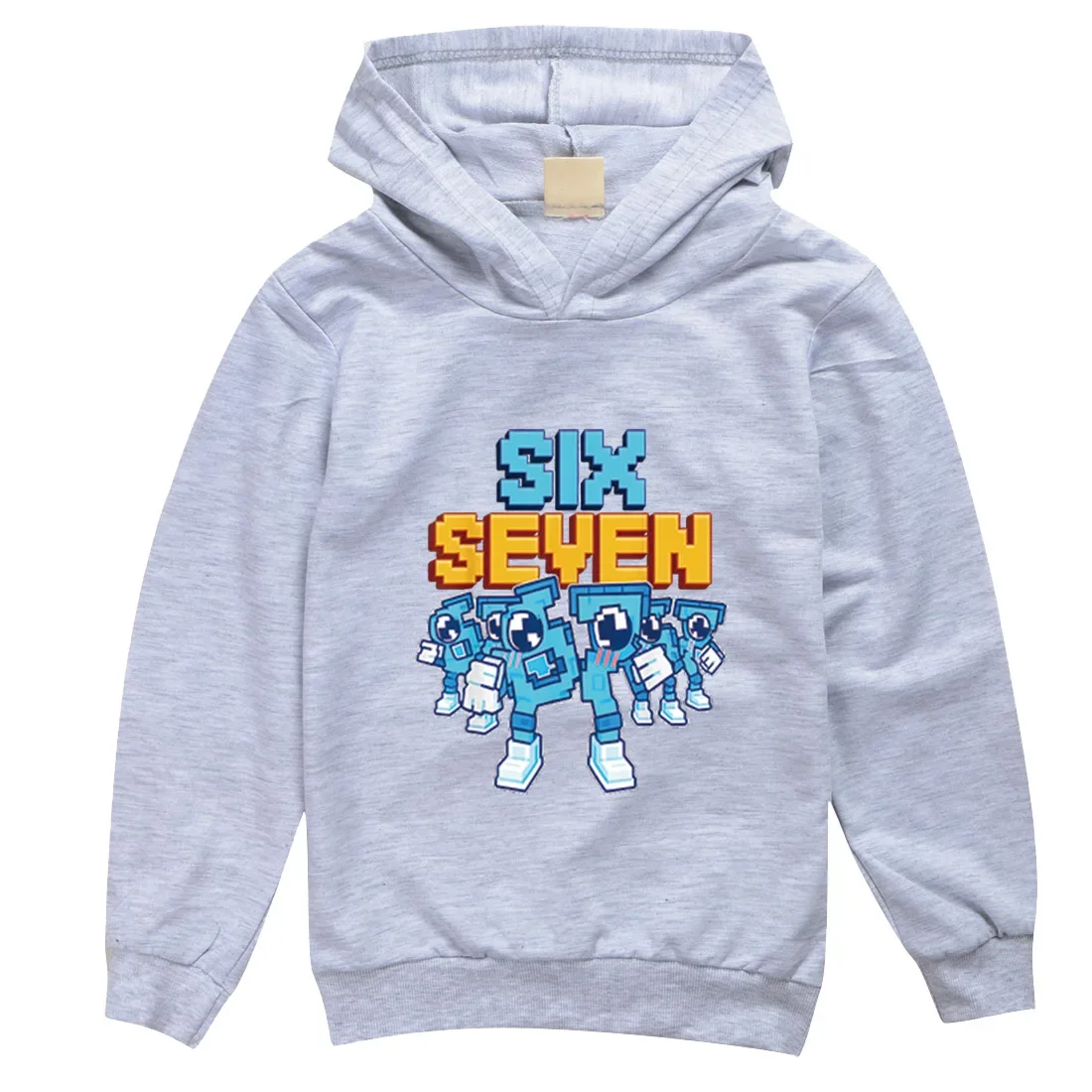 Six Seven Hoodie Kids 67 Pixel Robot Game Gaming Cartoon Cool 8 Bit Boys Oversized Casual Sport Sweatshirts