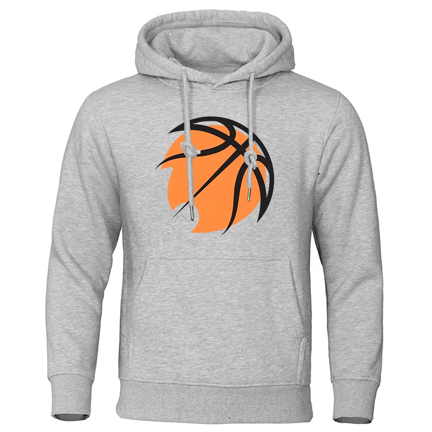Spring And Autumn Lightweight Daily Simple Hoodies 2025 Basketball pattern Logo Print Men's Solid Color Drawstring Coat
