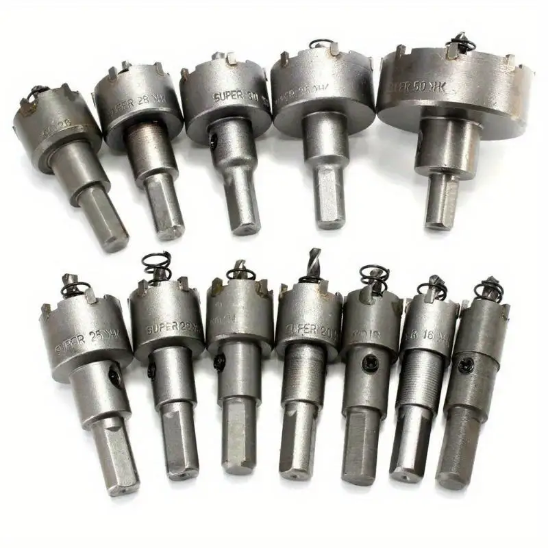 12Pcs/Set 15mm To 50mm Metal Hole Saw Cutter Alloy Drill Bit Set for Wood Plastic Metal Cutting