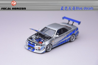 **Preorder**Focal Horizon FH 1:64 R34 Fast Furious C-West FNF Silver-Blue Model Car
