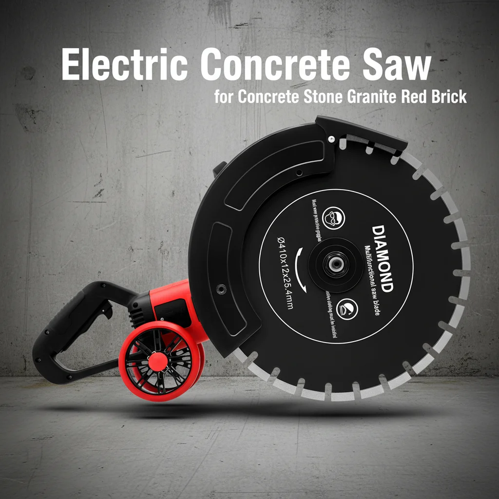 Scie à béton électrique 4000w, Machine de découpe refroidie à l'eau, Machine à rainurer à faible poussière, profondeur réglable pour pierre, granit, brique rouge