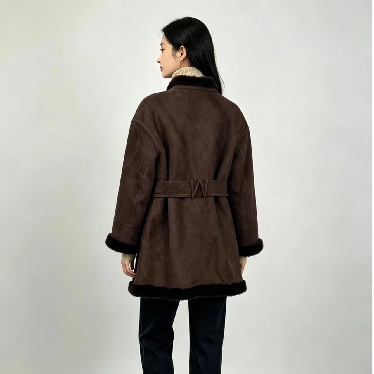 Faux Lamb Fur Coats for Women,Two-sided Jackets,Adjustable Waist Overcoat,Female Clothes,Thicken Warm,New ,Winter,2026