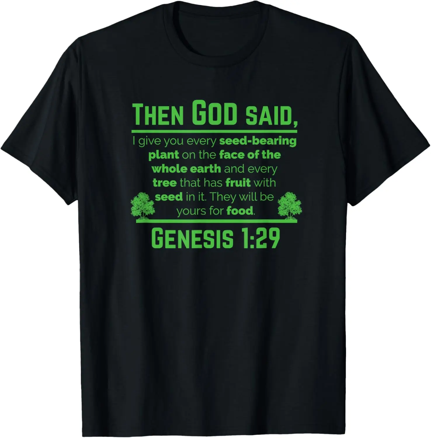 Genesis 1:29 Bible Verse Vegan Vegetarian Graphic Tee Soft Cotton T-Shirt for Men Shopping