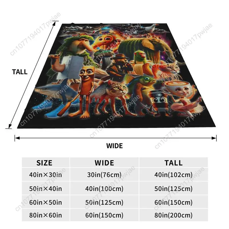 Italian Brainrot AI Generated Animals Plush Blanket Kids Adult  Flannel Throw Blanket for Outdoor Super Soft Bedspread Gift