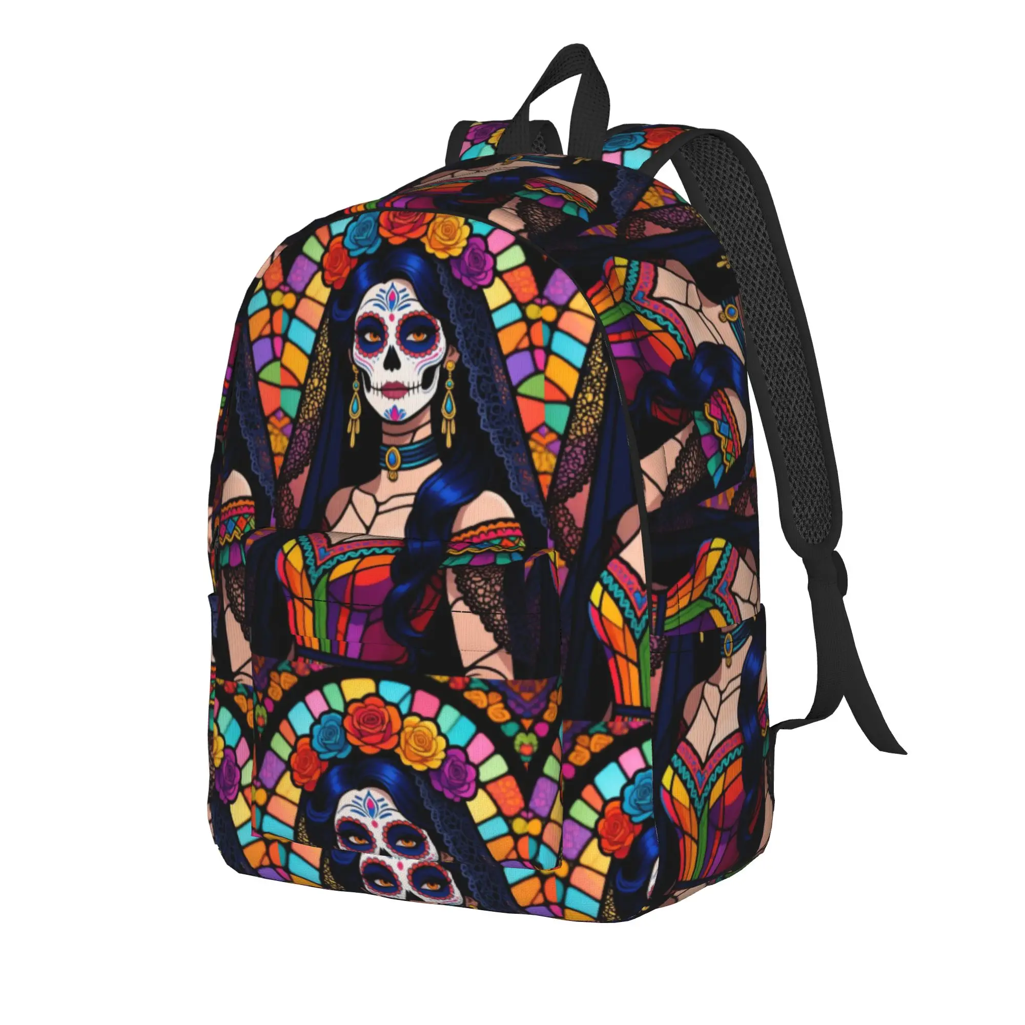Day Of Dead Beauty Backpack  Women Men Polyester University Backpacks Large Streetwear High School Bags Rucksack