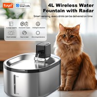 4L Smart Cat Fountain Battery Operated,Cat Water FountainSUS304Radar Sensing with Motion Sensor,Ultra Quiet PumpMulti-Filtration