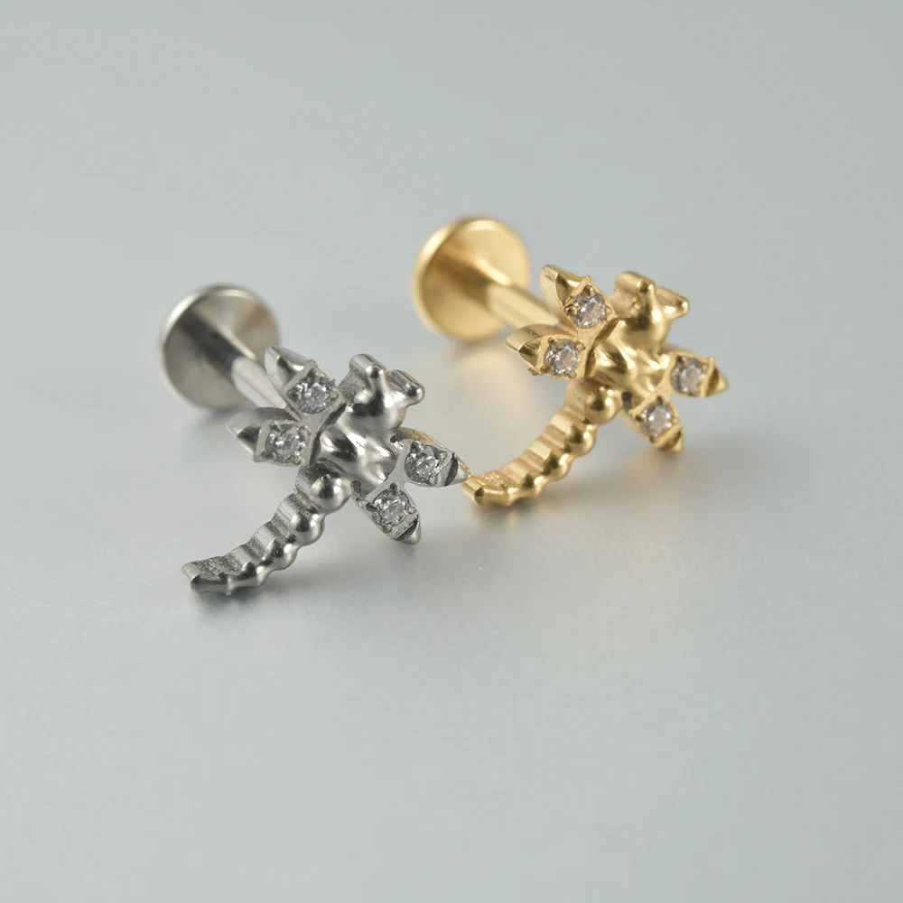 G23 Titanium Threadless Push In Labret Lip Rings