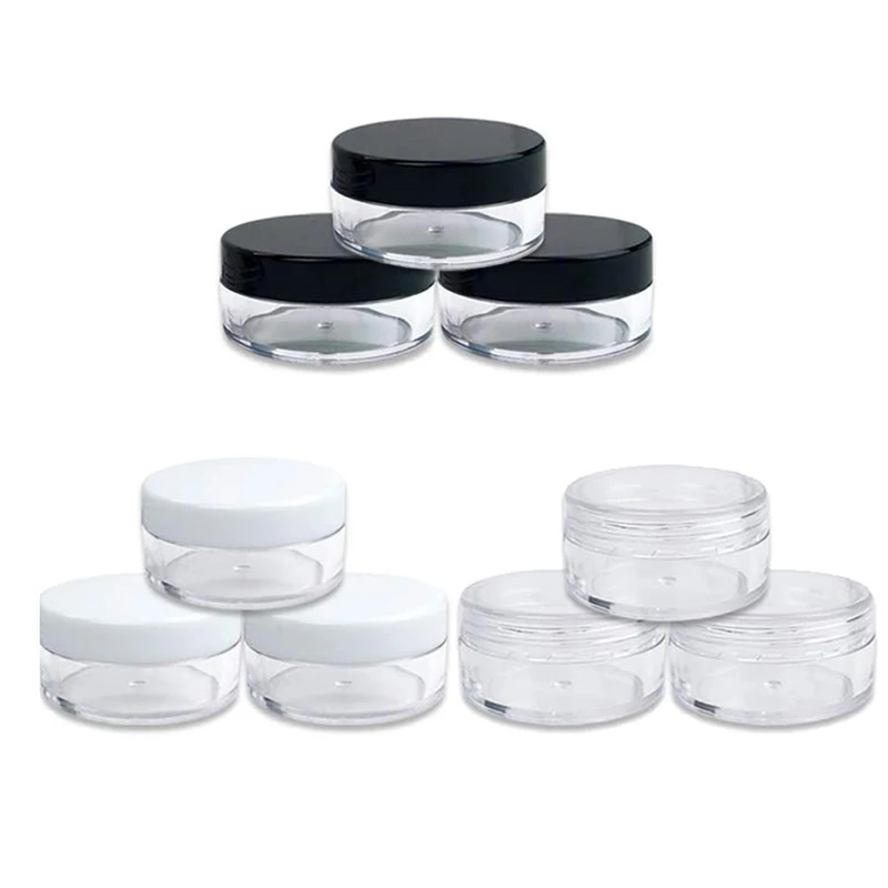 20/50/100Pcs 2g 3g 5g 10g 15g 20g Clear Small Bottle Sample Plastic Cosmetic Containers Empty Eyeshadow Lip Balm Face Cream Jar